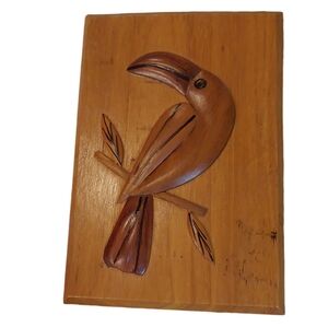 Vintage Carved Wood Tucan Plaque Hanging